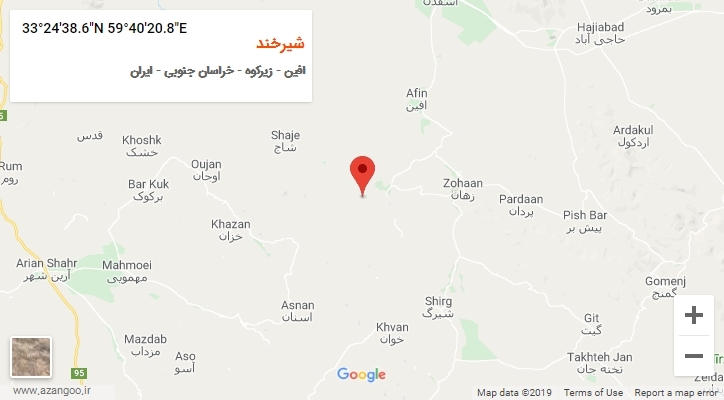 روستای شیرخند بر روی نقشه