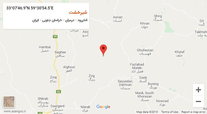 روستای شیرخشت بر روی نقشه
