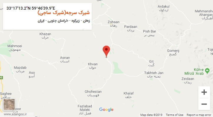 روستای شیرک سرجه(شیرک ساجی) بر روی نقشه
