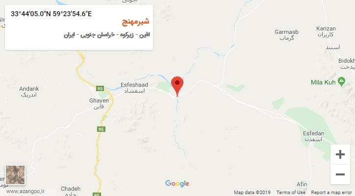 روستای شیرمهنج بر روی نقشه