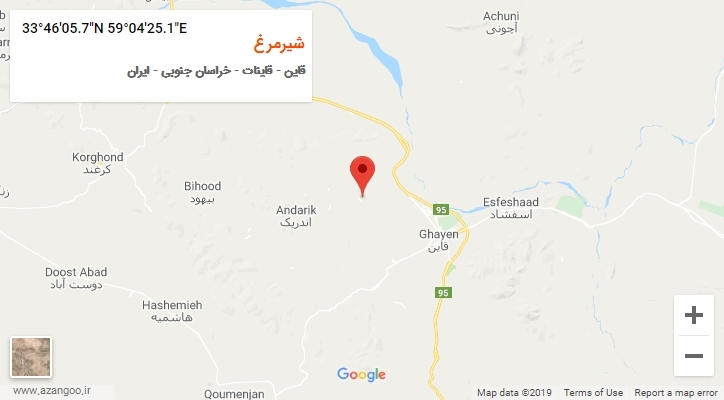 روستای شیرمرغ بر روی نقشه