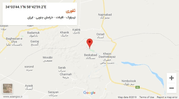 روستای ثقوری بر روی نقشه