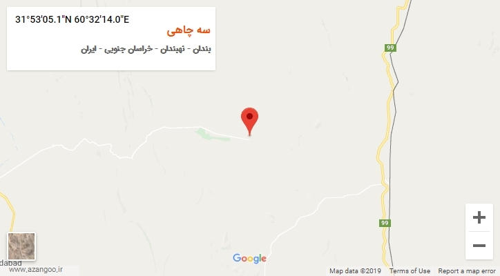 روستای سه چاهی بر روی نقشه