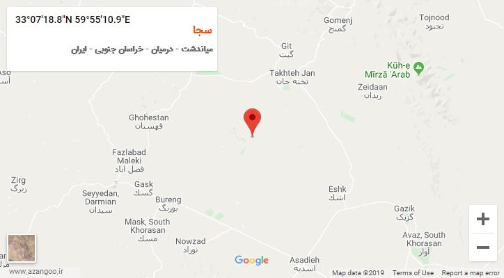 روستای سجا بر روی نقشه