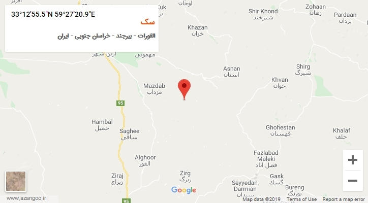 روستای سک بر روی نقشه