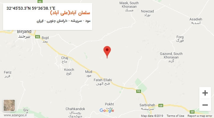روستای سلمان آباد(علی آباد) بر روی نقشه