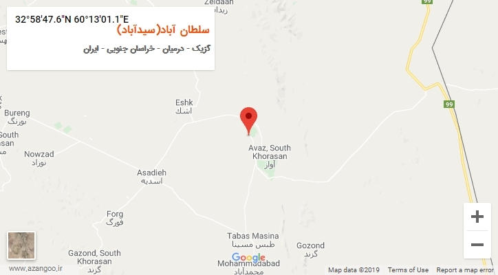 روستای سلطان آباد(سیدآباد) بر روی نقشه