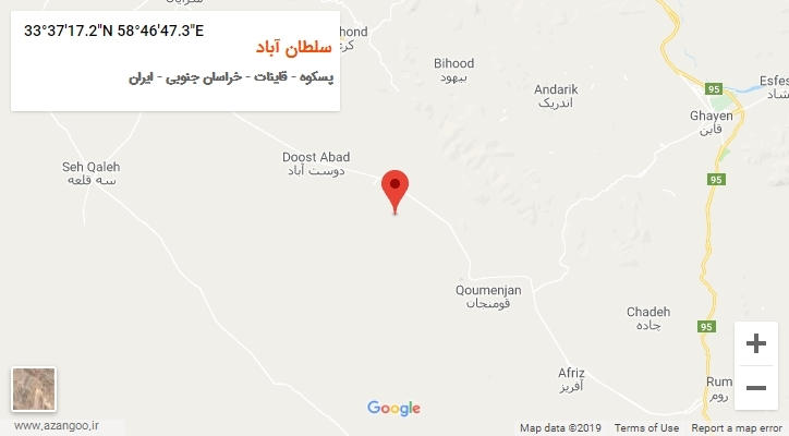 روستای سلطان آباد بر روی نقشه