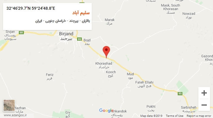روستای سلیم آباد بر روی نقشه
