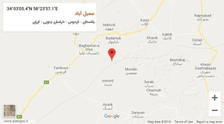 روستای سمبل آباد بر روی نقشه