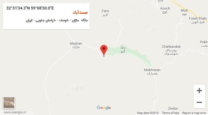 روستای صمدآباد بر روی نقشه