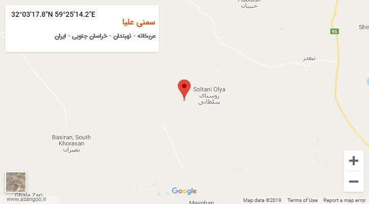 روستای سمنی علیا بر روی نقشه