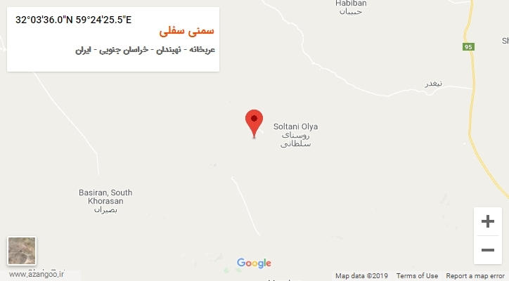 روستای سمنی سفلی بر روی نقشه