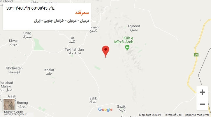 روستای سمرقند بر روی نقشه