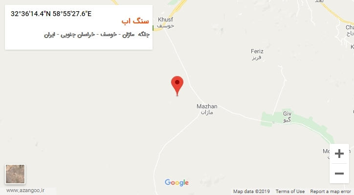 روستای سنگ اب بر روی نقشه