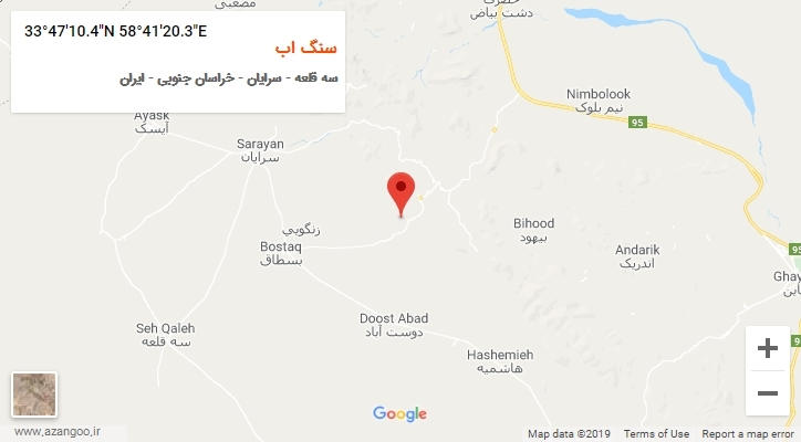 روستای سنگ اب بر روی نقشه