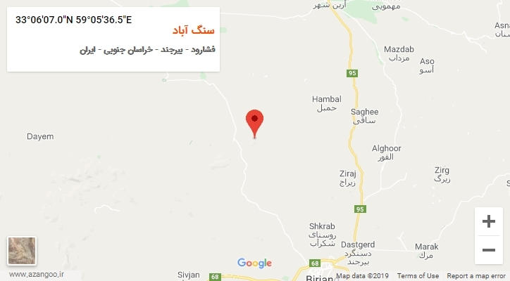 روستای سنگ آباد بر روی نقشه