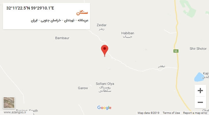 روستای سنگان بر روی نقشه