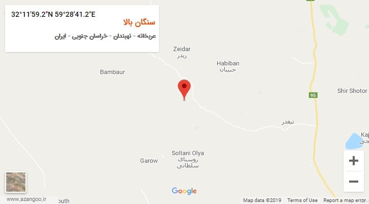روستای سنگان بالا بر روی نقشه