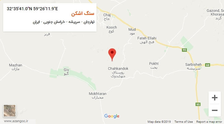 روستای سنگ اشکن بر روی نقشه
