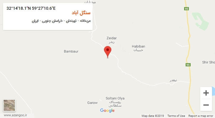 روستای سنگل آباد بر روی نقشه