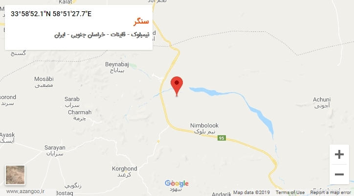 روستای سنگر بر روی نقشه