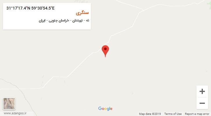 روستای سنگری بر روی نقشه
