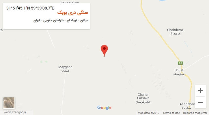 روستای سنگی دری بوبک بر روی نقشه