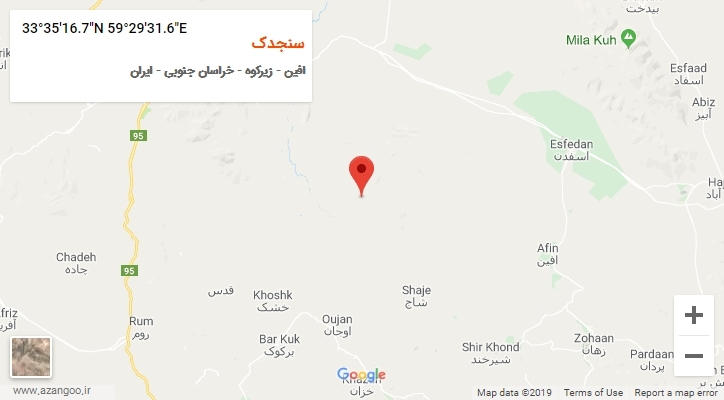روستای سنجدک بر روی نقشه