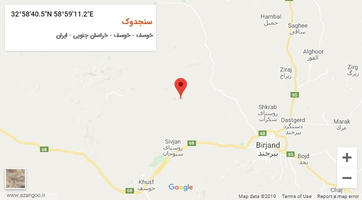 روستای سنجدوک بر روی نقشه