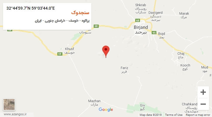 روستای سنجدوک بر روی نقشه