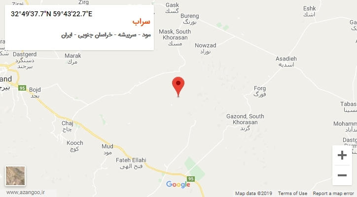 روستای سراب بر روی نقشه