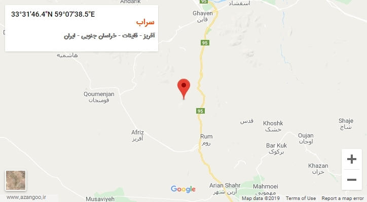 روستای سراب بر روی نقشه