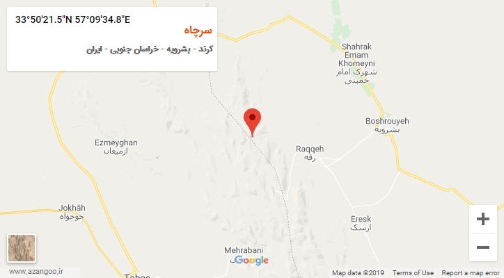 روستای سرچاه بر روی نقشه