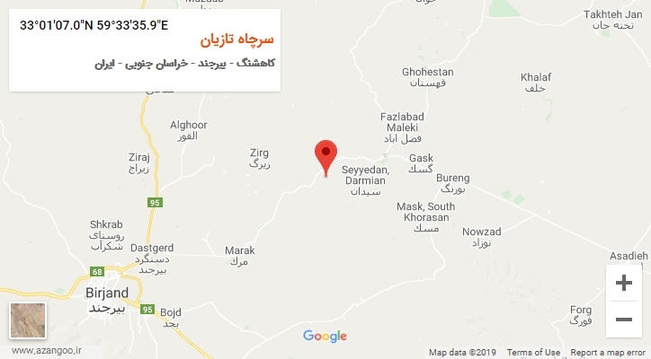 روستای سرچاه تازیان بر روی نقشه