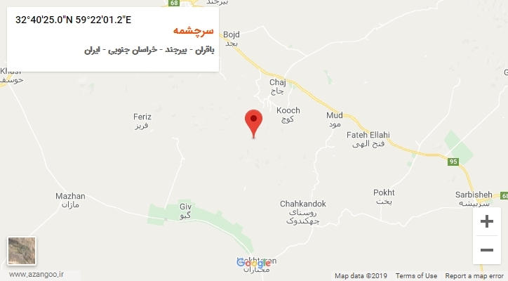 روستای سرچشمه بر روی نقشه