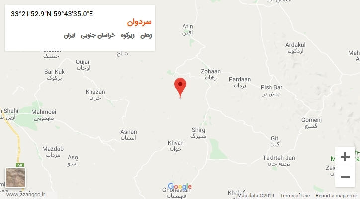 روستای سردوان بر روی نقشه