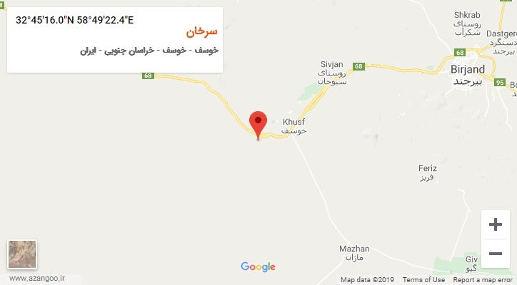 روستای سرخان بر روی نقشه