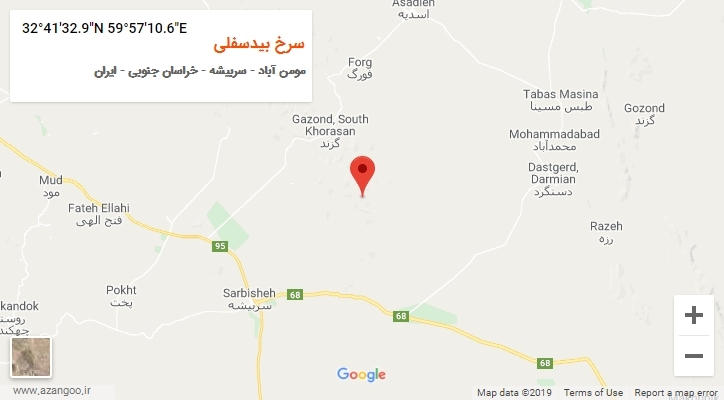 روستای سرخ بیدسفلی بر روی نقشه