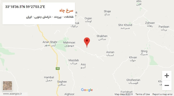 روستای سرخ چاه بر روی نقشه