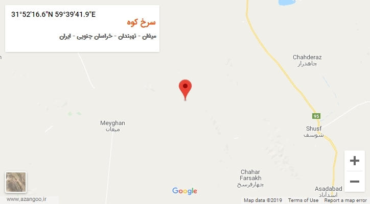 روستای سرخ کوه بر روی نقشه