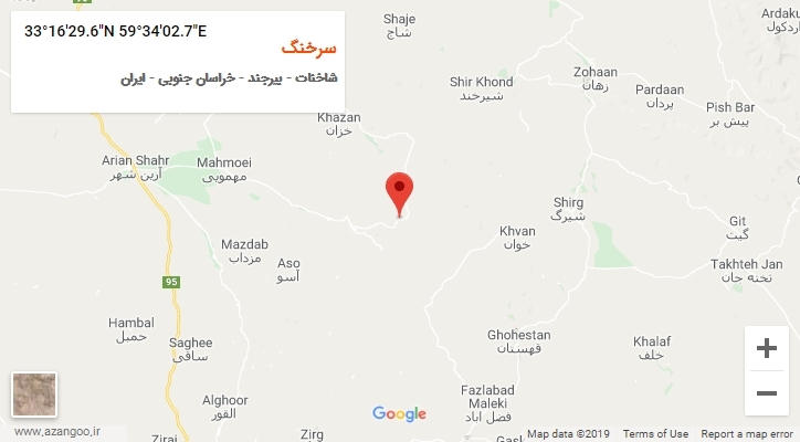 روستای سرخنگ بر روی نقشه