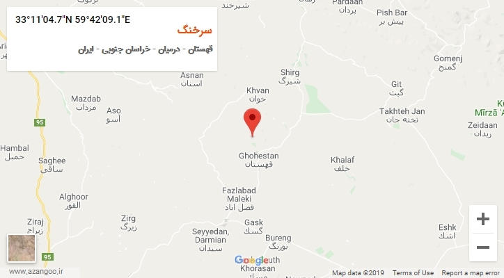 روستای سرخنگ بر روی نقشه