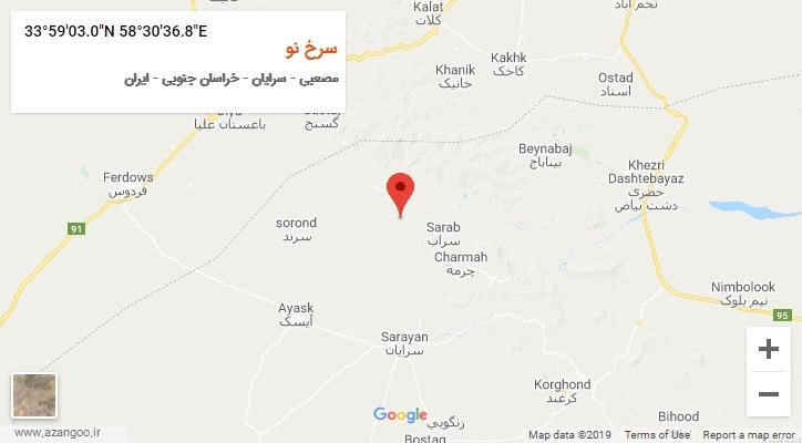 روستای سرخ نو بر روی نقشه
