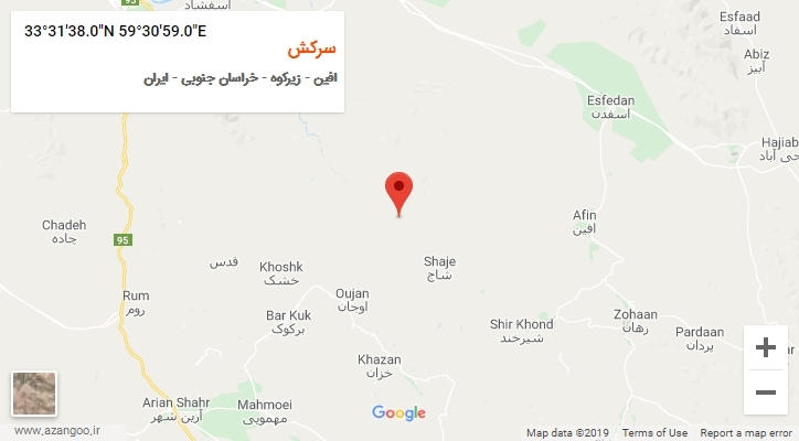 روستای سرکش بر روی نقشه