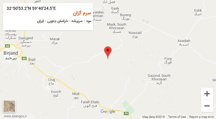 روستای سرم گزان بر روی نقشه
