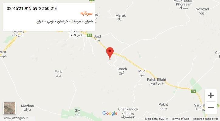 روستای سرنابه بر روی نقشه