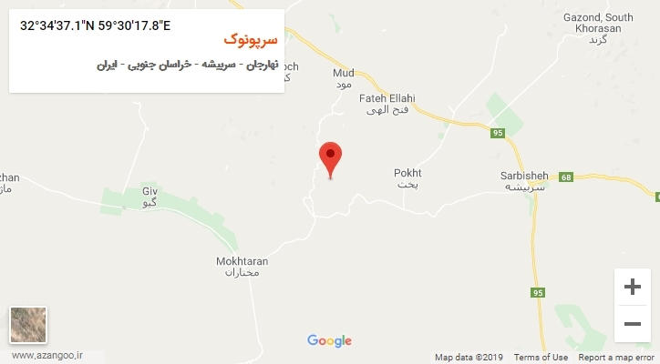 روستای سرپونوک بر روی نقشه