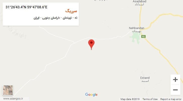 روستای سرریگ بر روی نقشه