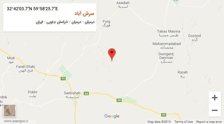 روستای سرش آباد بر روی نقشه